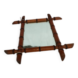 Vintage bamboo mirror – Tower shape – 1960s–70s – Bohemian