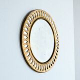 Round Moroccan mirror in openwork chiseled brass - vintage mirror 32 cm