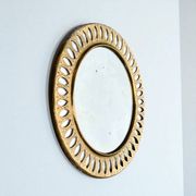Round Moroccan mirror in openwork chiseled brass - vintage mirror 32 cm