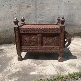 Old oriental wedding chest solid wood primitive design