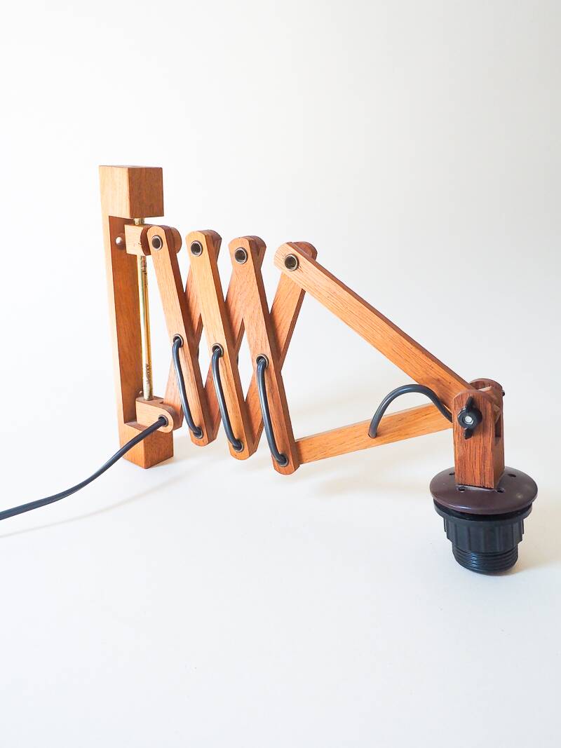Vintage Scandinavian accordion lamp in teak – 1960s