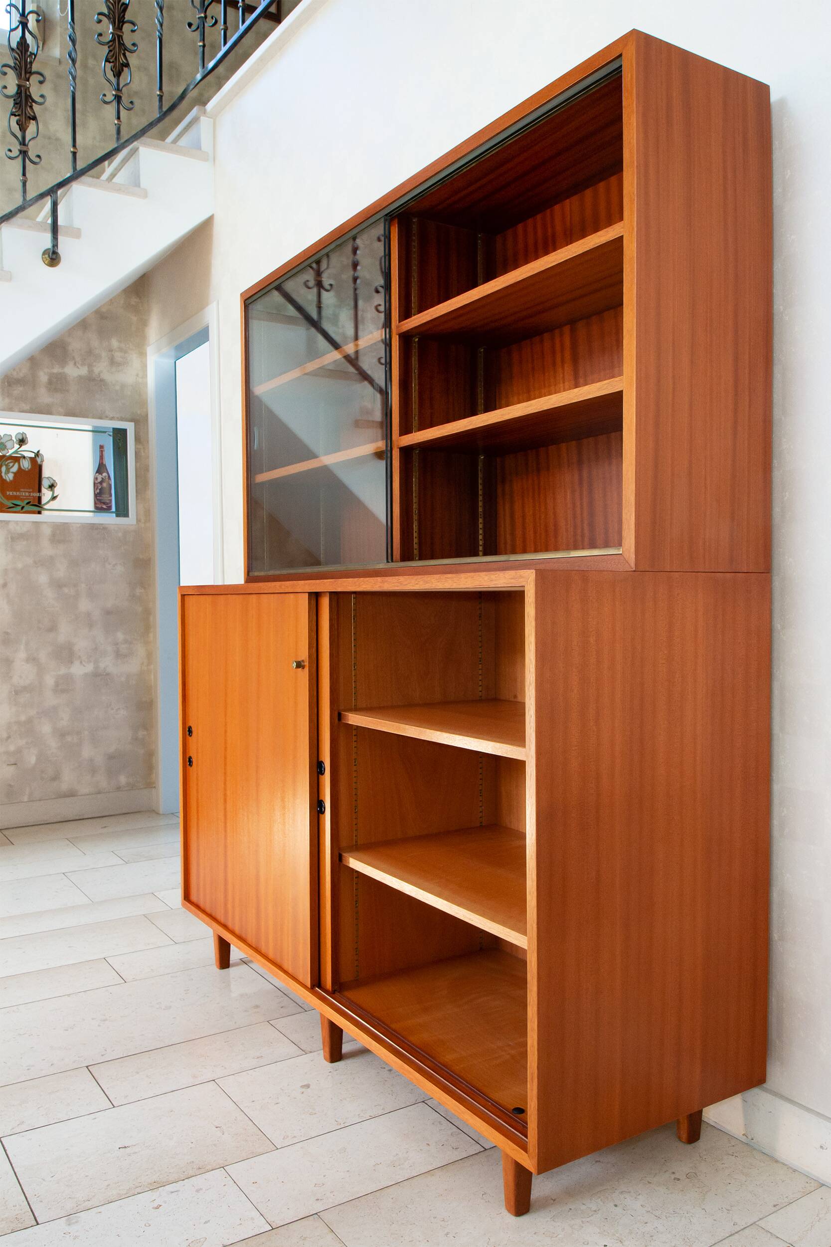 Burwood bookcase, mahogany and display case, 1976