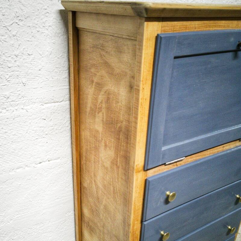 Vintage blue secretary and raw wood