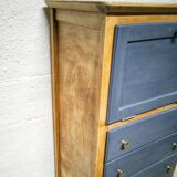 Vintage blue secretary and raw wood