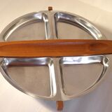 Stainless steel and teak aperitif tray