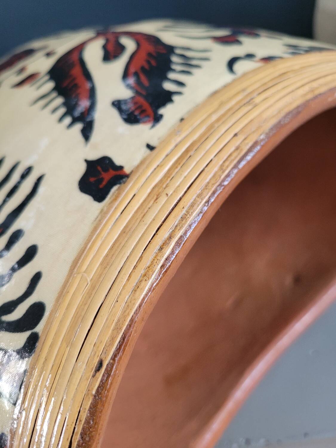 Terracotta and patterned canvas planter