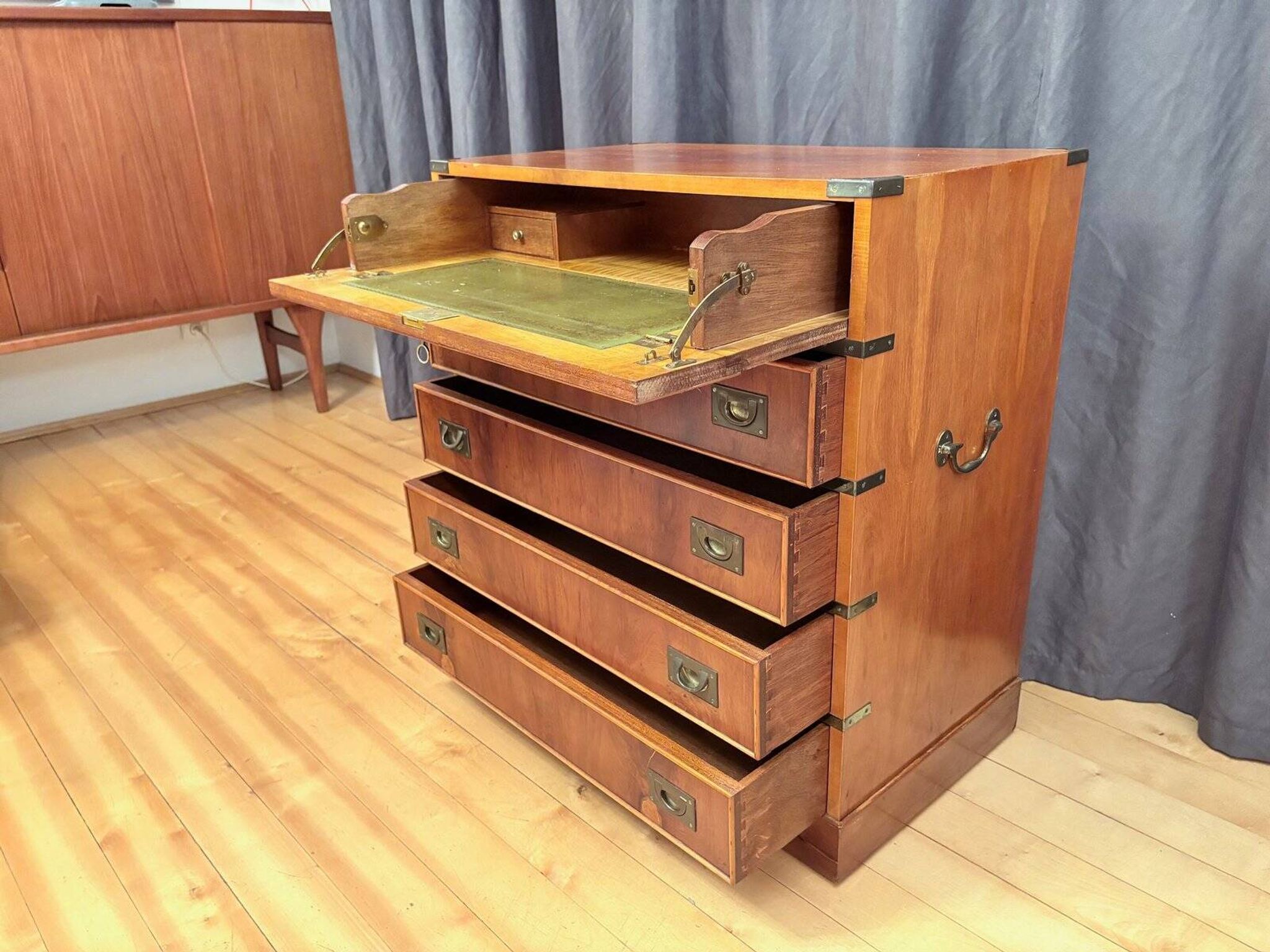 Campaign military chest of drawers and writing desk, Great Britain, 1950s