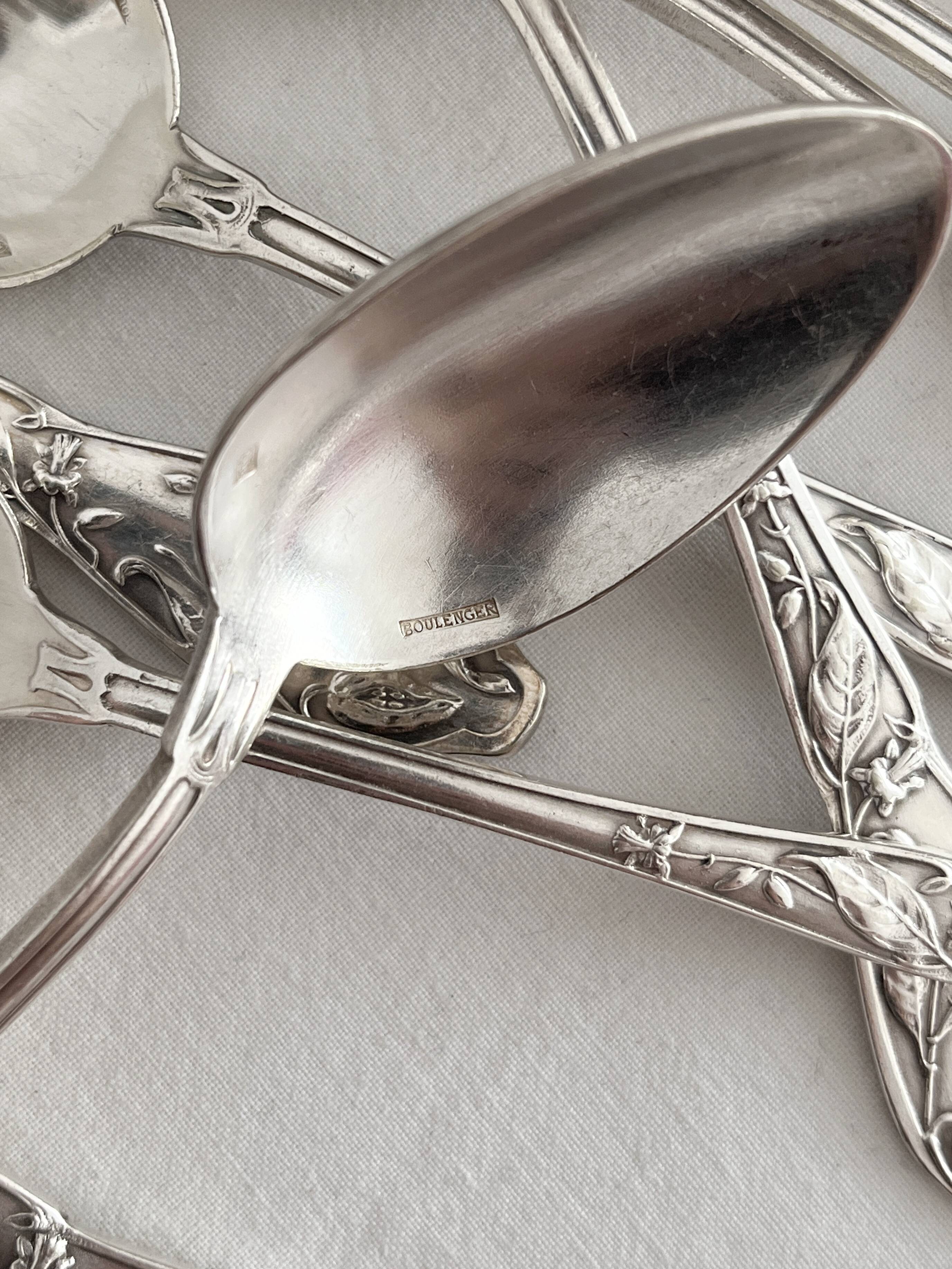 12 small silver-plated metal teaspoons "Cocoa" by Boulenger