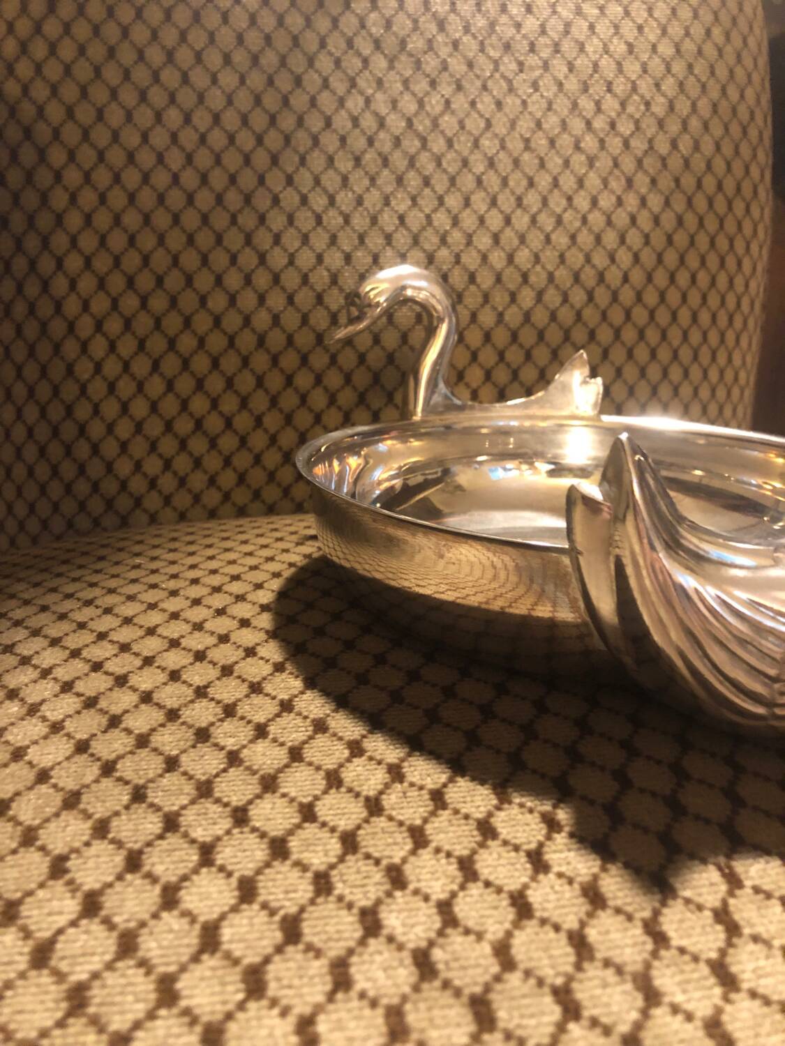 Art deco silver metal dish or bowl