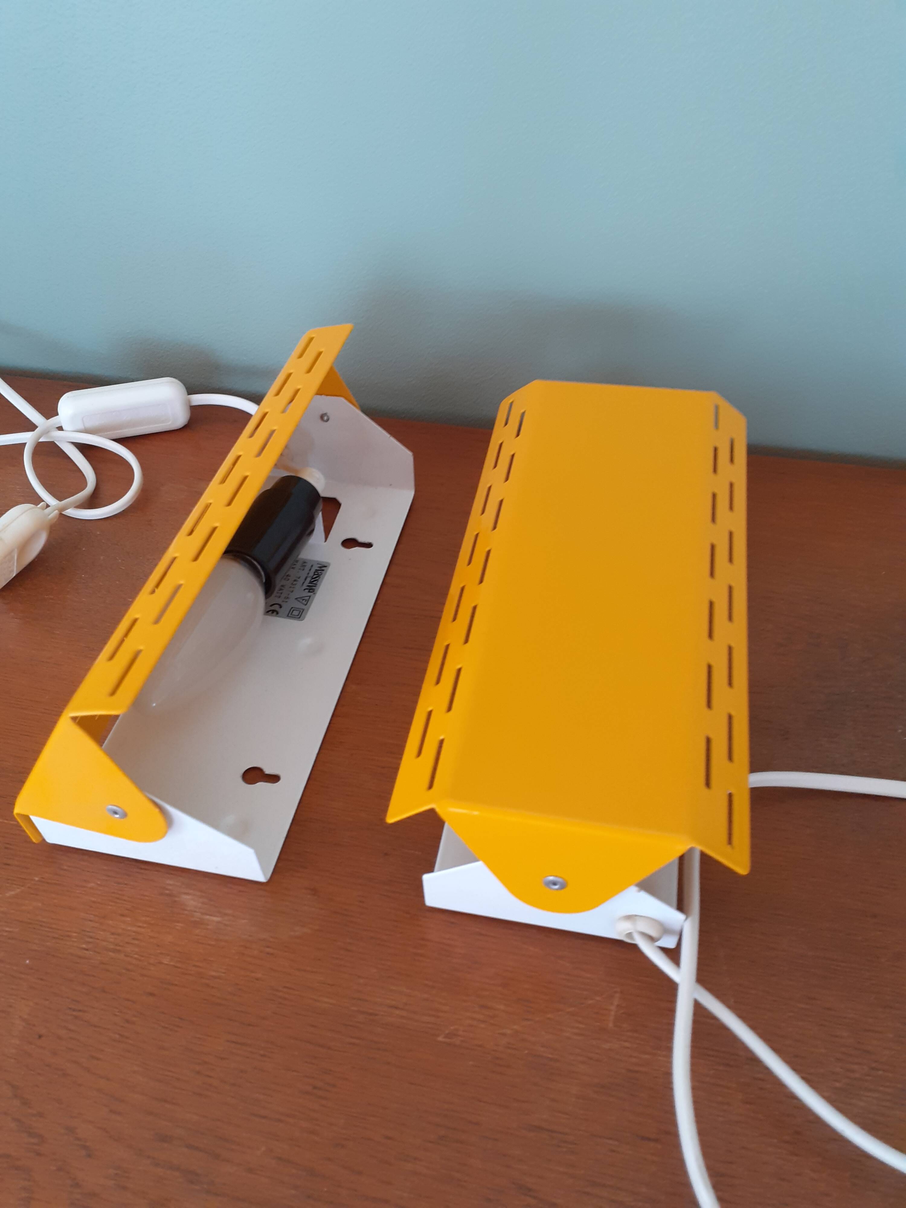 2 vintage adjustable metal wall lights - design Gerard Gossé for Massive