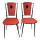 Pair of vintage chairs metal black skai red