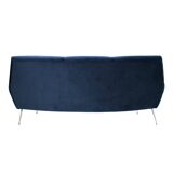 Gigi Radice Mid-Century Modern Midnight Blue Cotton Velvet Curved Italian Sofa