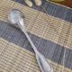 Large silver spoon with net decoration.