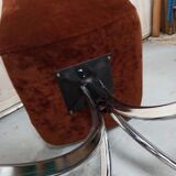 Set of 6 chrome velvet bucket chairs from the 70s