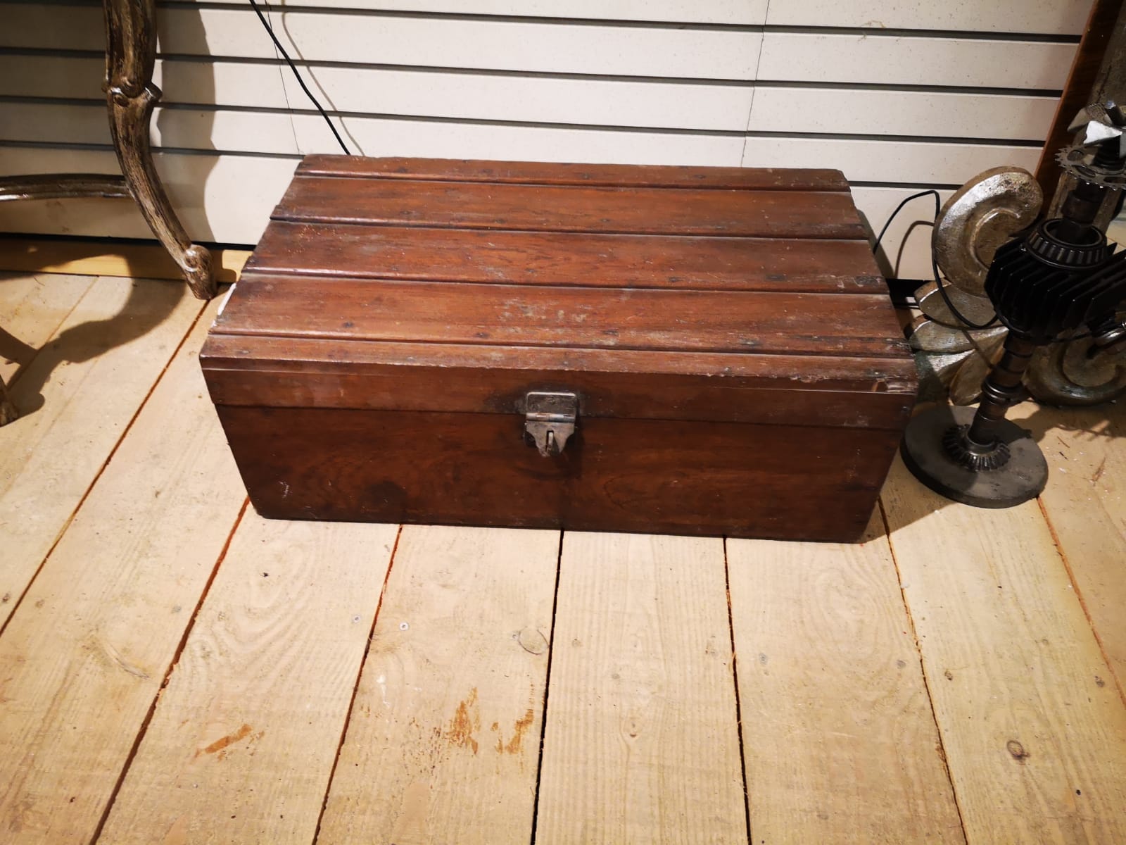 Old mahogany wooden trunk