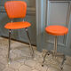 Duo of chair and stool 1970 orange and chromes