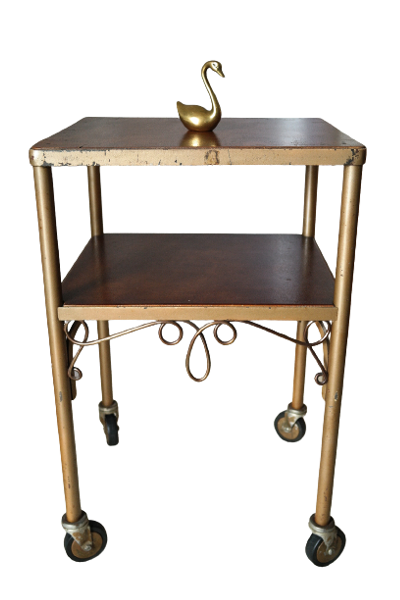 Table d'appoint roulante vintage 50 bois et métal