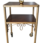 Table d'appoint roulante vintage 50 bois et métal