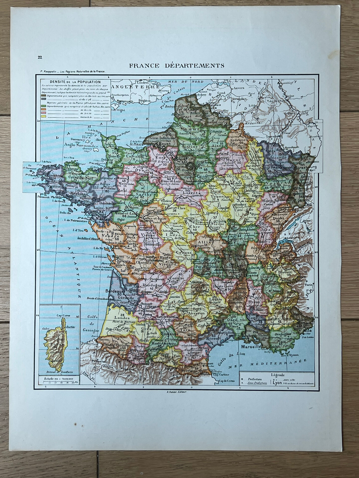 Original map of France 37x27cm - 1908