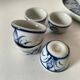 Small blue and white sake set – teapot, 5 cups and tray.