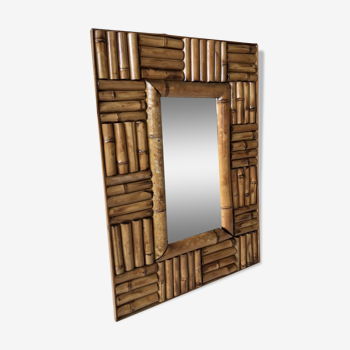 Miroir rectangle en rotin 51x36cm