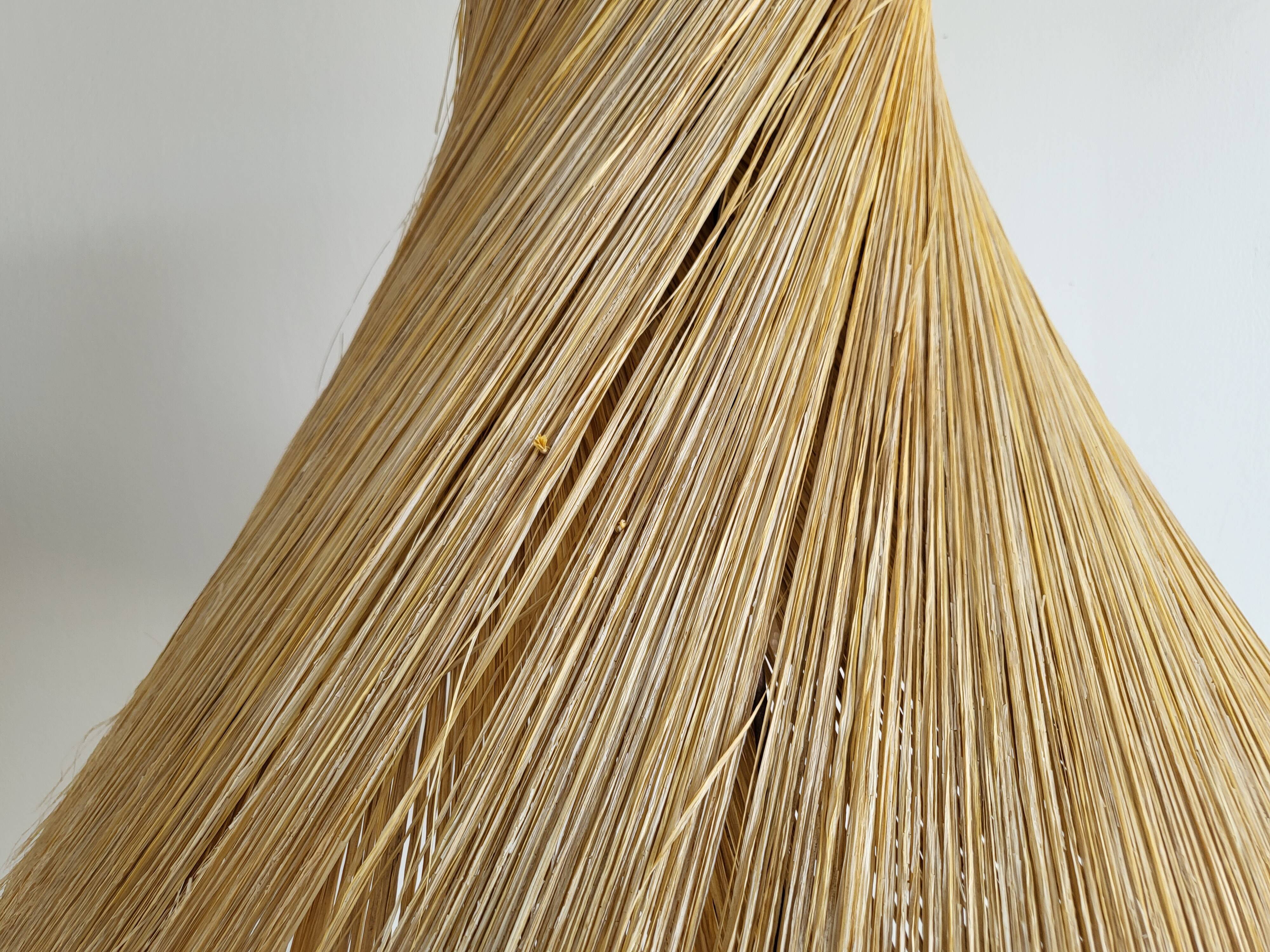 Vintage rattan & straw floor lamp 1950