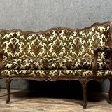 Rare Banquette d'angle / caqueteuse style Louis XV en bois sculpté époque XIXeme
