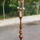 Art Deco floor lamp in solid wood and gilded brass