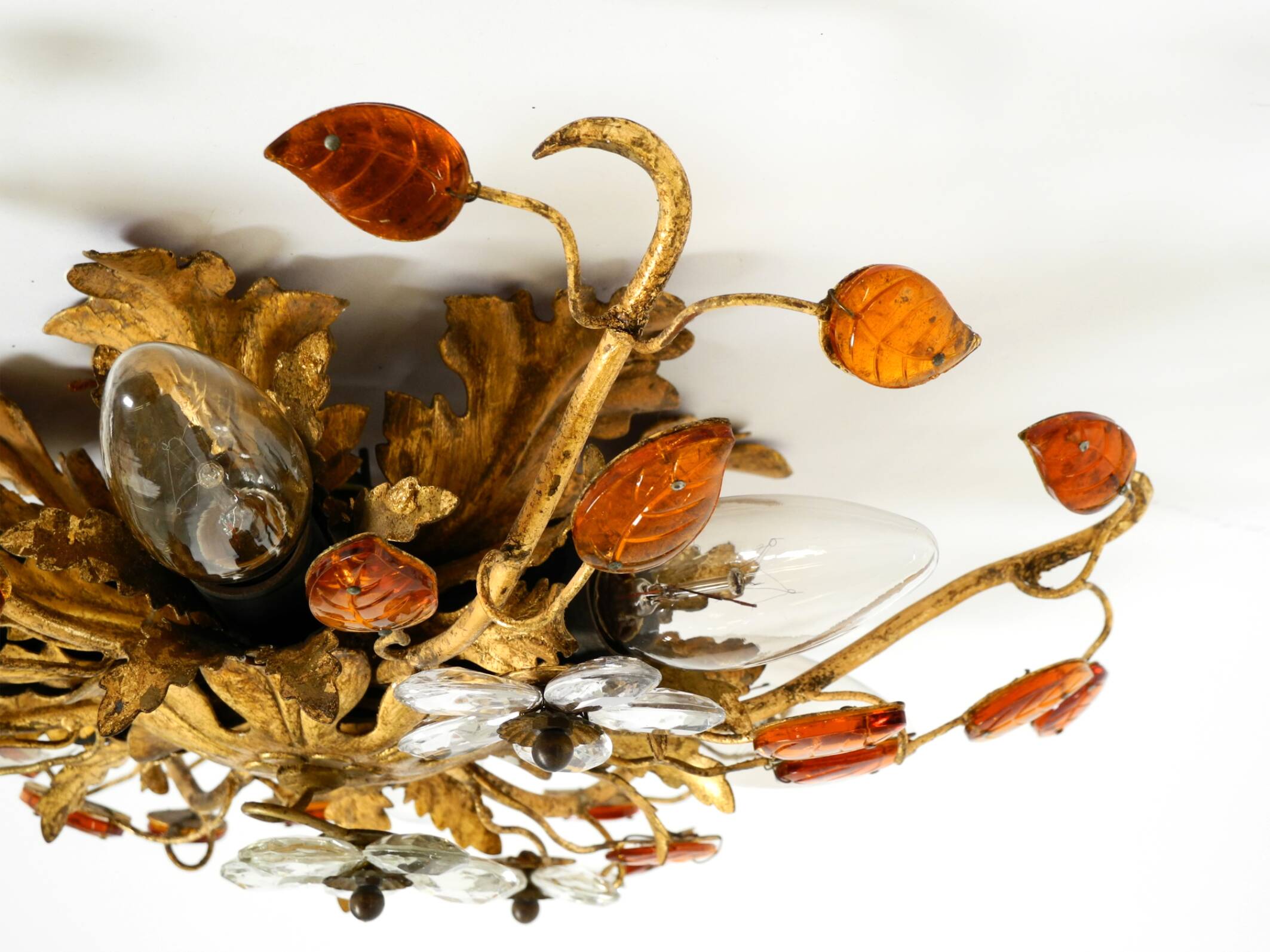 Very beautiful 1960s gold-plated ceiling or wall lamp by Banci Firenze, Ita