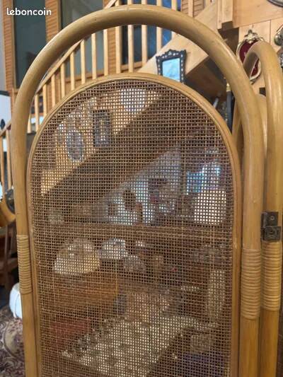 Sculptural Screen in Three Parts in Rattan and Wicker, 1970s