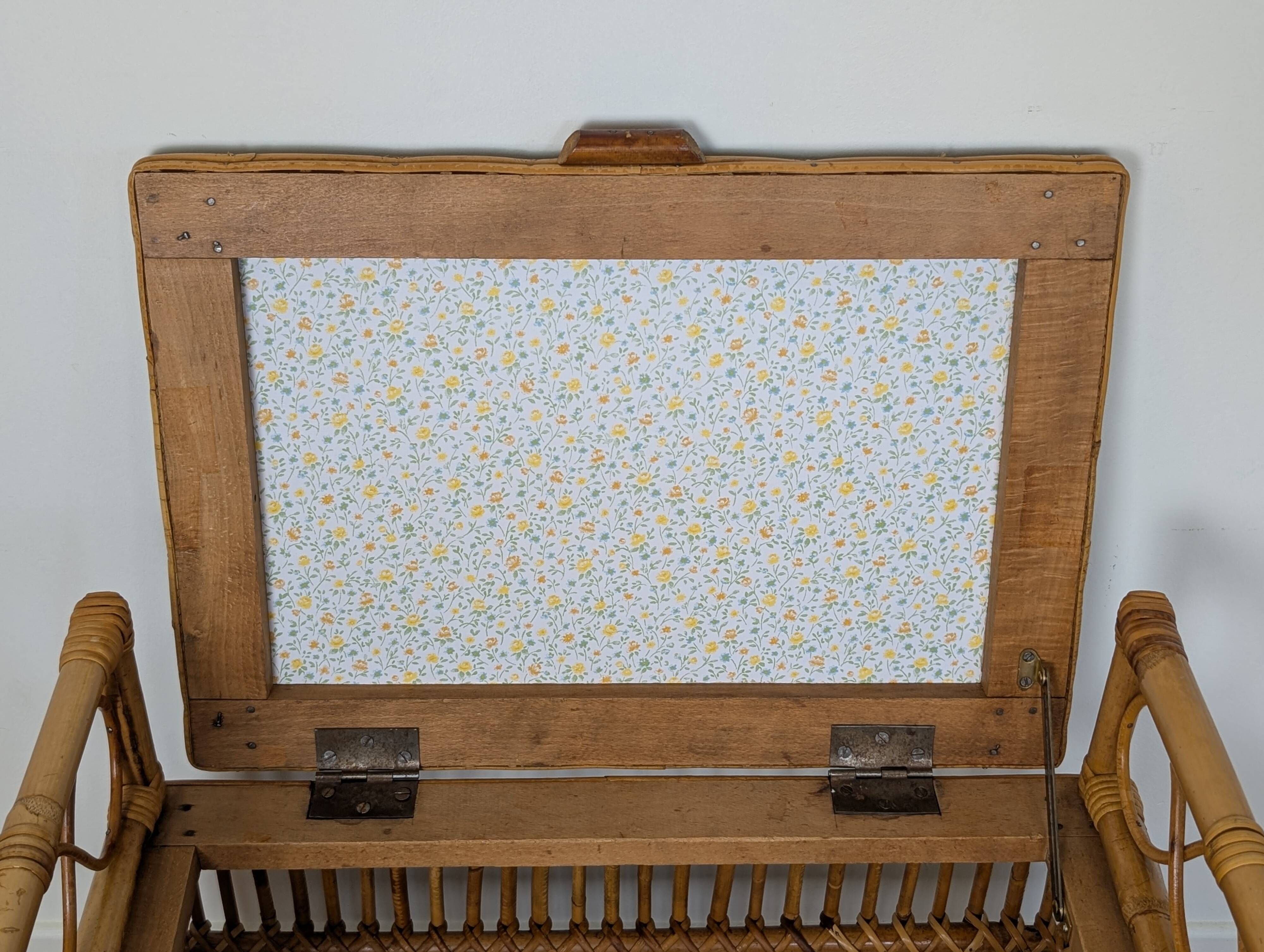 1960s rattan storage bench