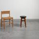 Arts & Crafts Meets Early Art Deco Oak & Leather Stool, France 1920