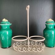 Oiler vintage vinegar 1950 ceramic and perforated metal