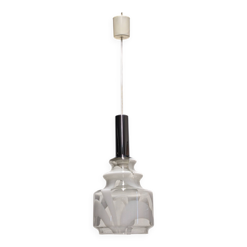 Suspension en verre Murano marbré blanc, Italie vers 1970