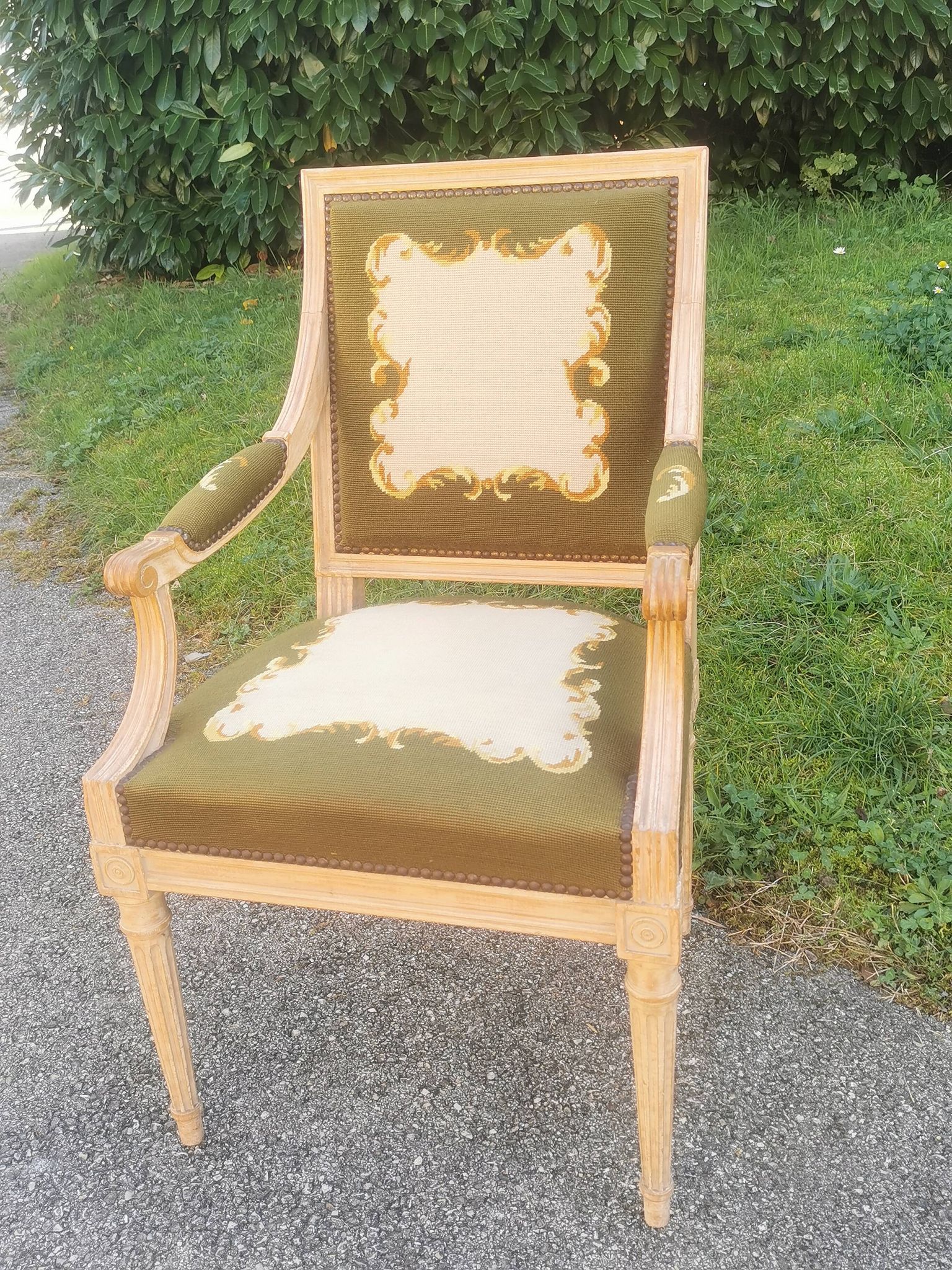 Louis xvi style upholstered armchair