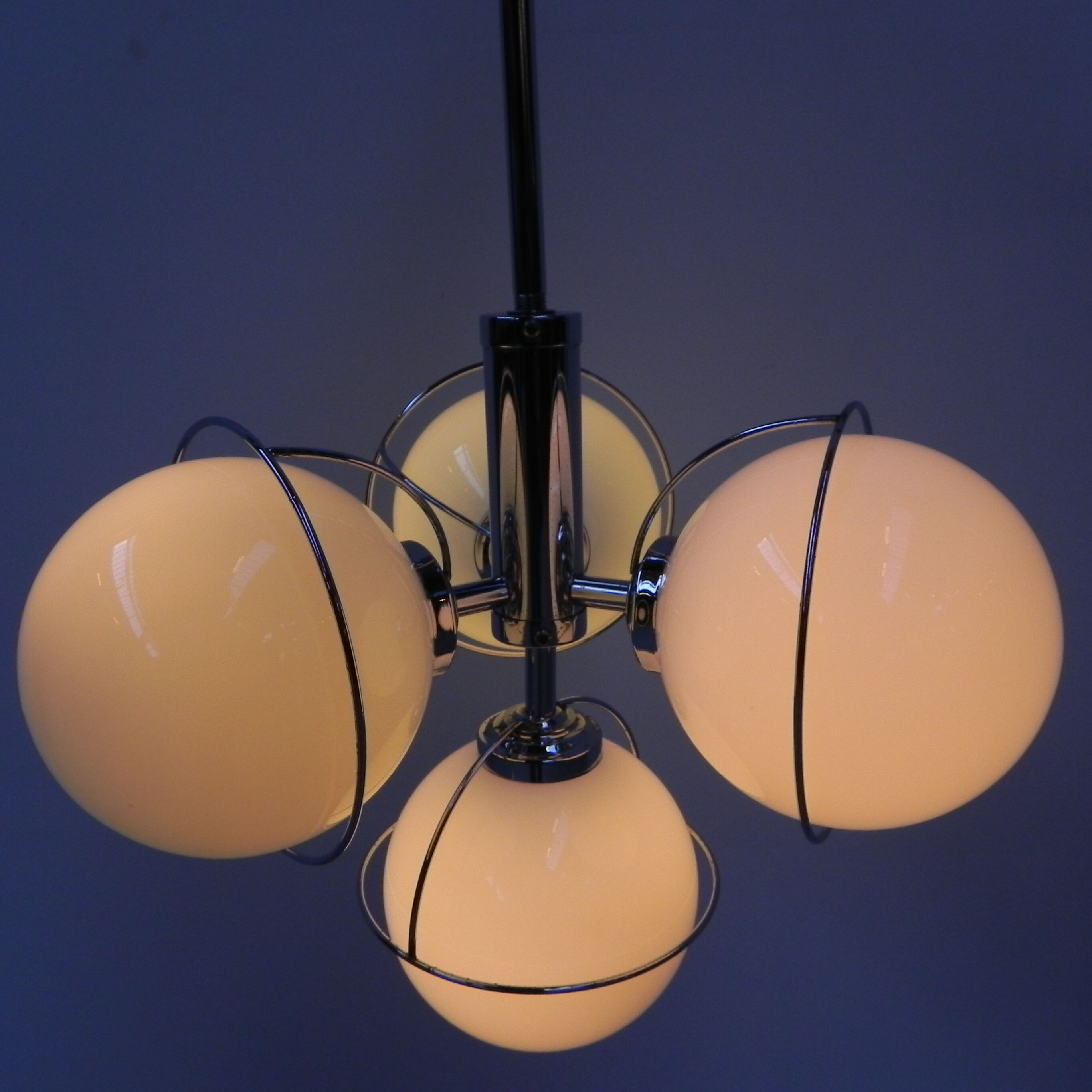 Vintage space age hanging lamp with 4 glass balls