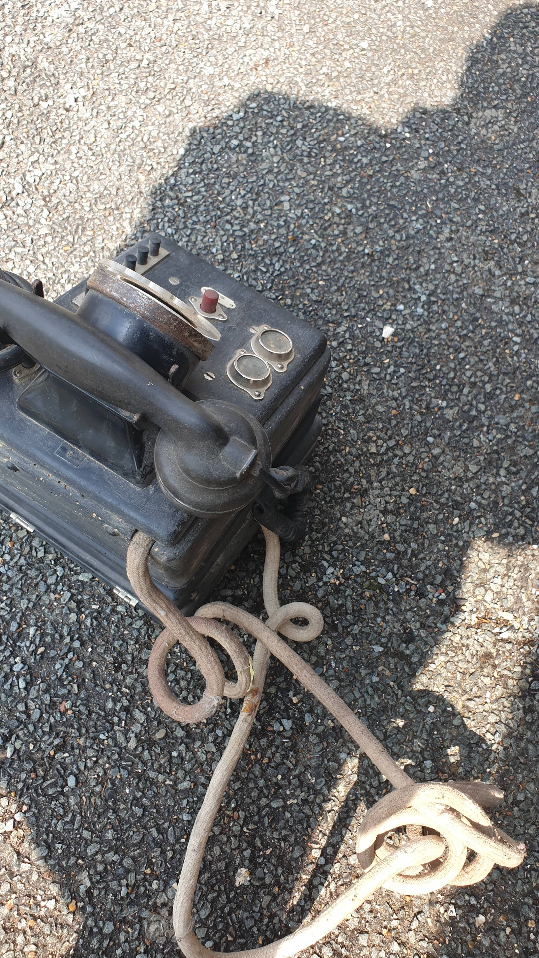 Wood and Bakelite telephone