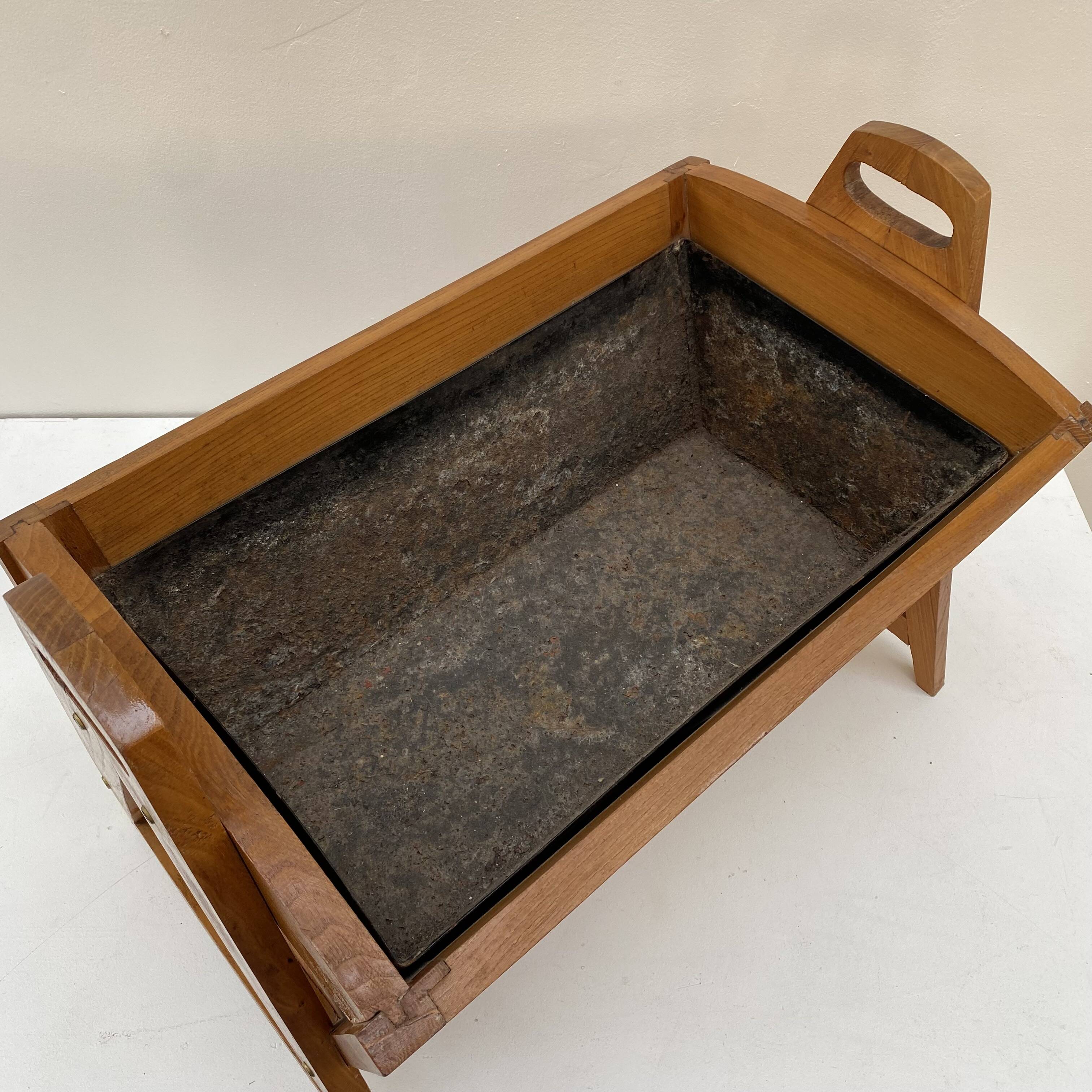 Large modernist indoor planter in solid beech