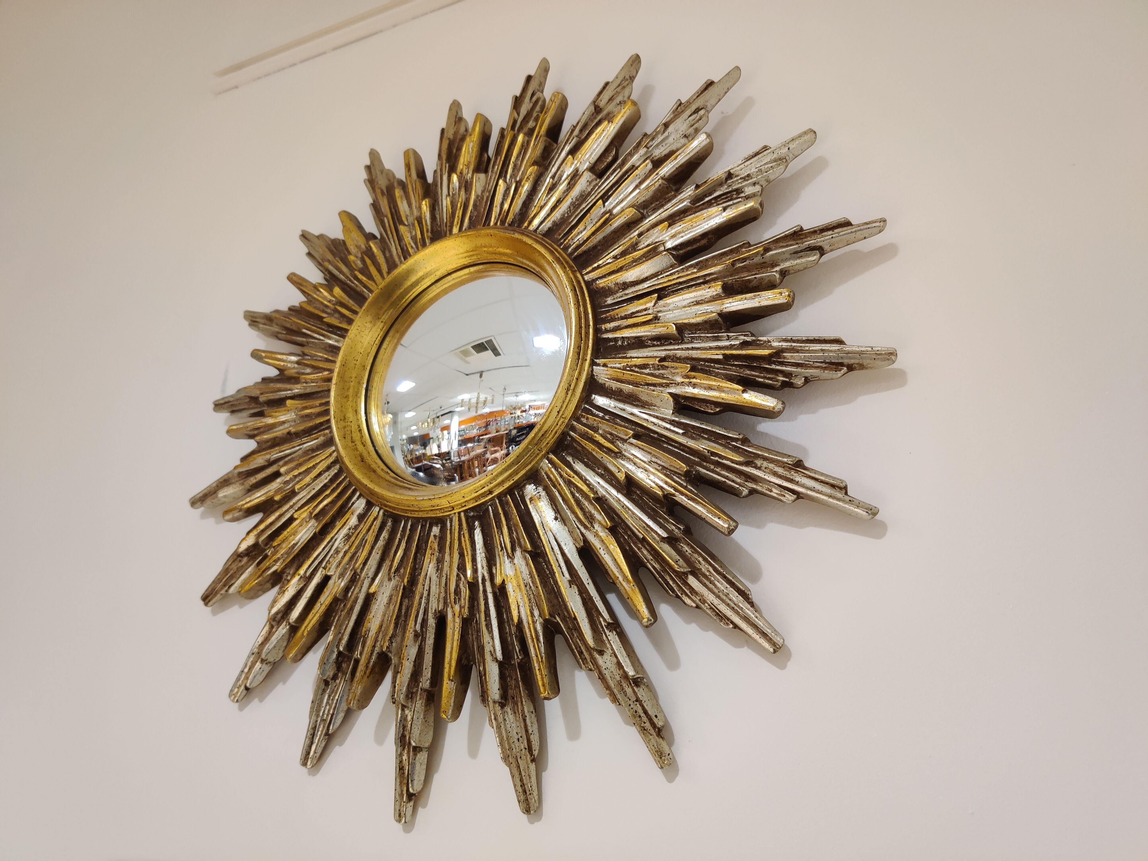 Mid century golden sunburst mirror 50cm