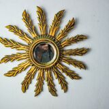 Sun mirror in gilded wood, France, 1960, 38 cm