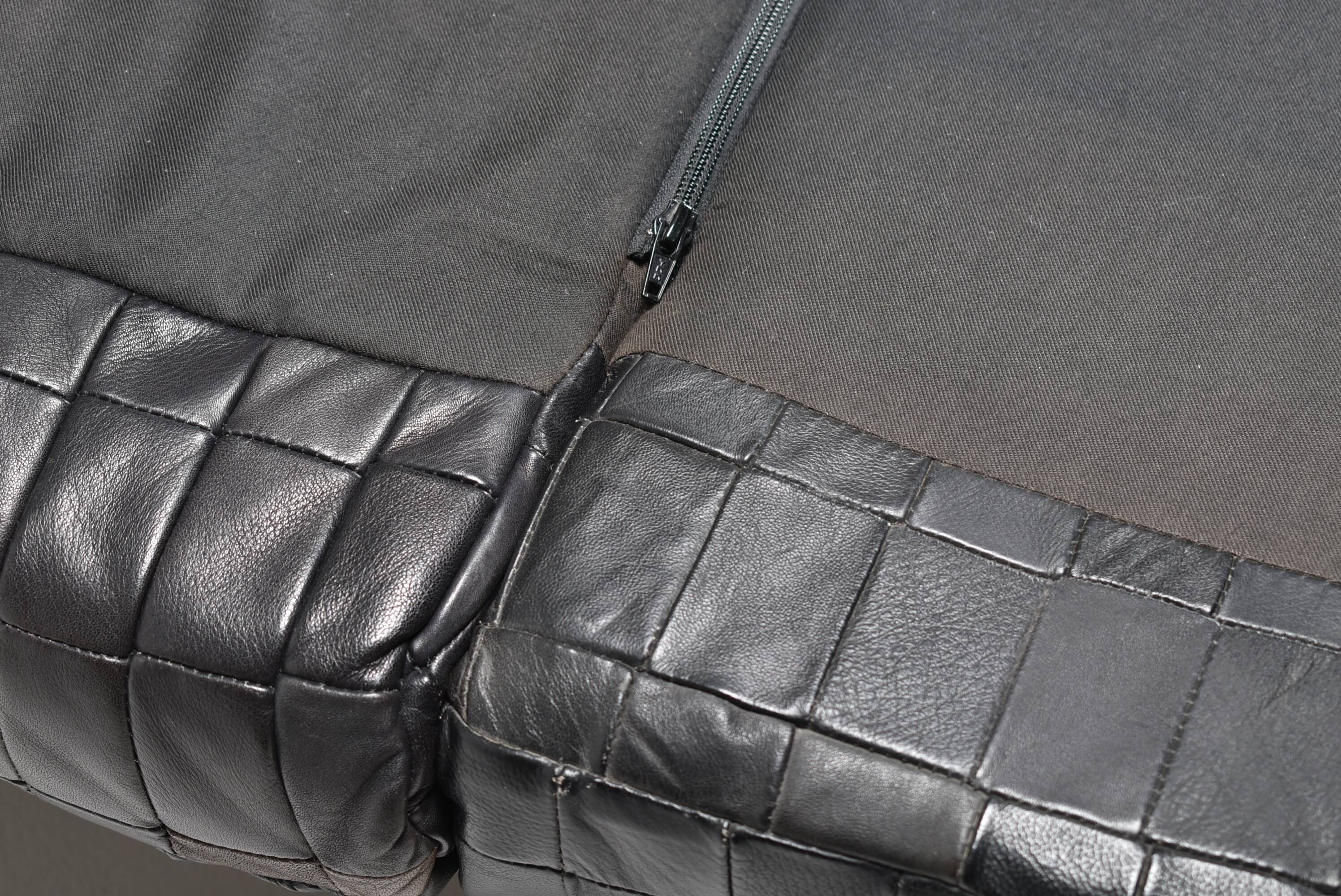 Convertible leather patchwork sofa