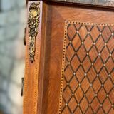 Commode antique avec intarsia &plateau en marbre