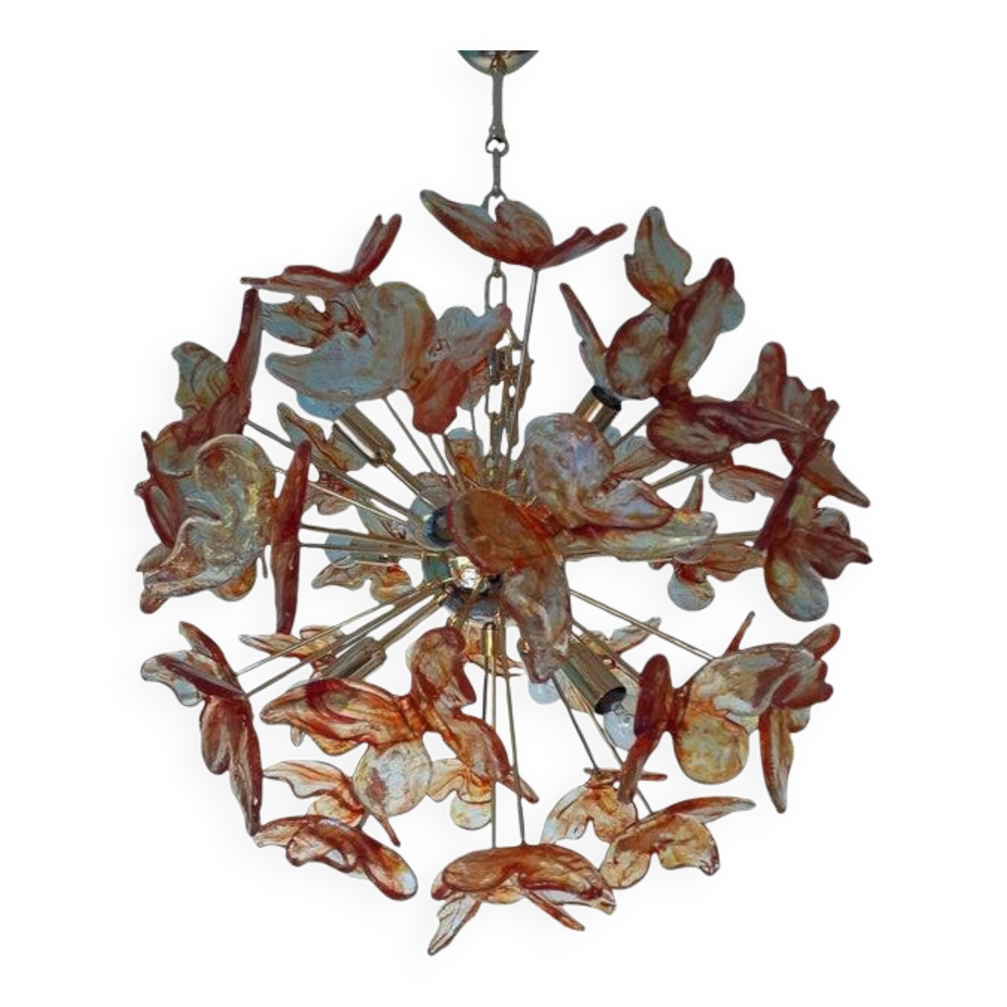 Italian Handmade Butterfly Sputnik Murano Style Glass Chandelier