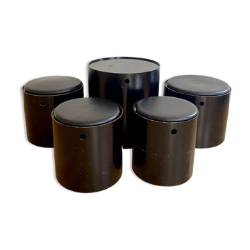 Lot de 5 tabourets et table d’appoint par Verner Panton, 1965