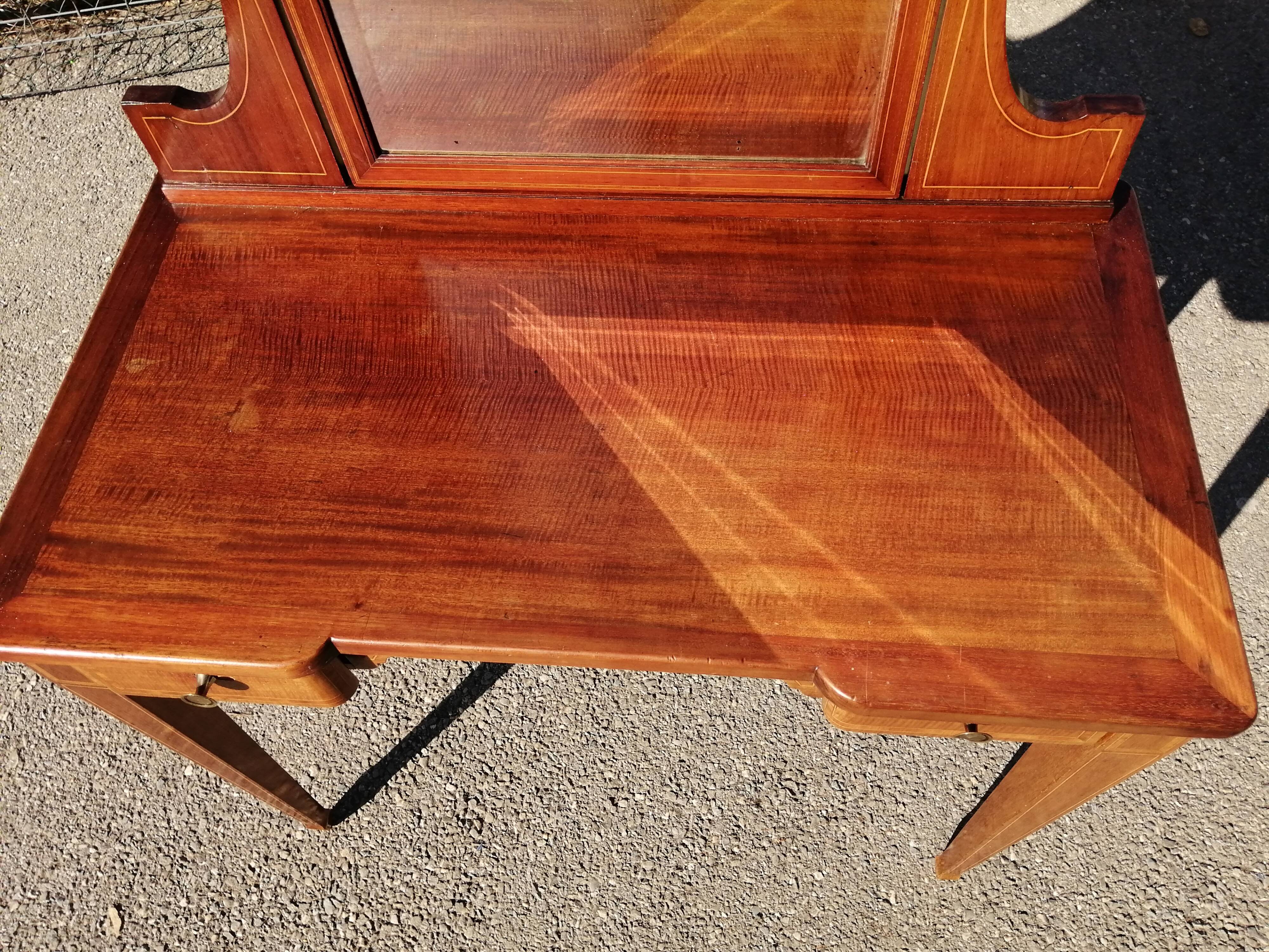 Coiffeuse et chaise en acajou blond Art Déco 1930