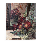 Painting 1952 "Bouquet with mirror signed Stermann