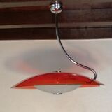 Vintage red space age glass pendant from the 80s