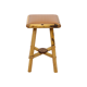 Vintage stool bamboo wood skai leather wooden tabuuret 49cm