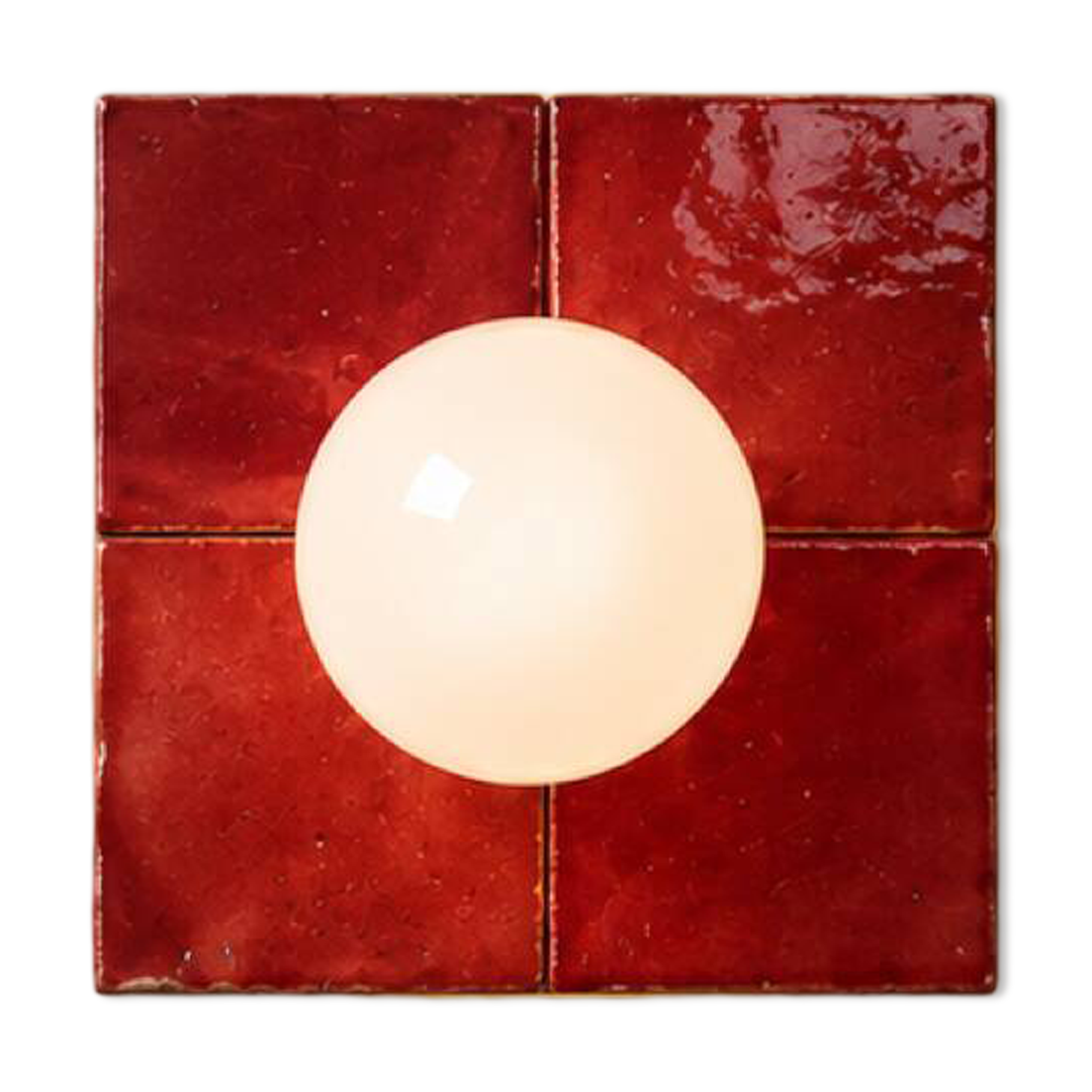 Red zellige ceramic wall lamp