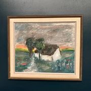 Original Danish Oil on Panel – “Landskap med hus” by Kai Nielsen – Signed – Vintage & Framed